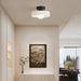 French Bauhaus Ceiling Light – Brass, Glass & Copper Modern Fixture - Monsta Online