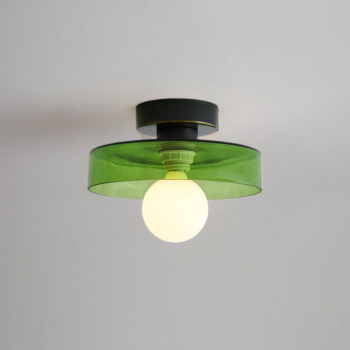 French Bauhaus Ceiling Light – Brass, Glass & Copper Modern Fixture - Monsta Online