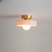 French Bauhaus Ceiling Light – Brass, Glass & Copper Modern Fixture - Monsta Online