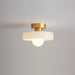 French Bauhaus Ceiling Light – Brass, Glass & Copper Modern Fixture - Monsta Online