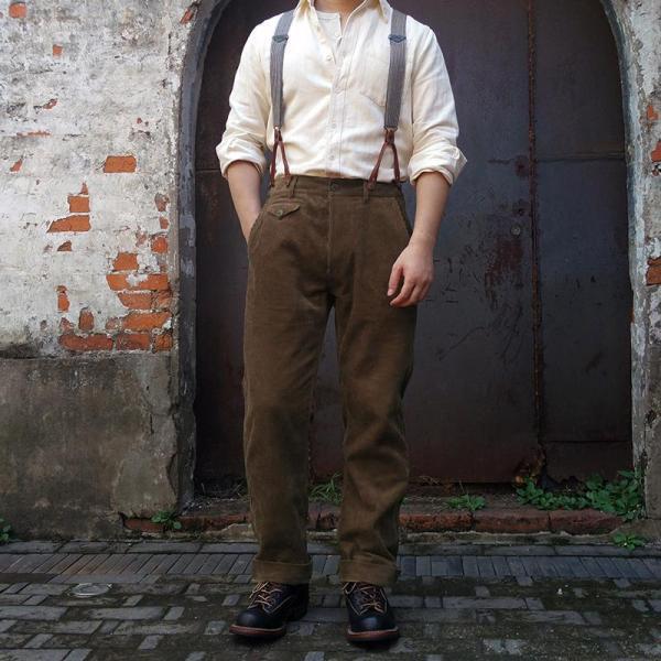 Men's Pleated Trousers with Adjustable Suspenders – Elegant Tailored Fit - Monsta Online
