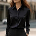 Women's Elegant Silk Blouse – Classic Collar, Timeless Style for Office & Occasions - Monsta Online