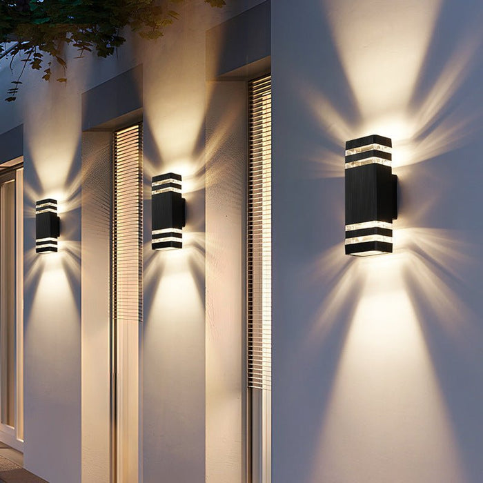 2 - Way Outdoor Wall Light – Modern Aluminum & Glass LED Fixture for Patio, Garden & Entryway - Monsta Online