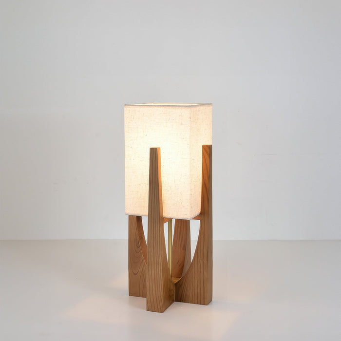 Japanese Wabi Sabi Floor Lamp – Fabric Shade & Wooden Base for Bedroom & Living Room - Monsta Online