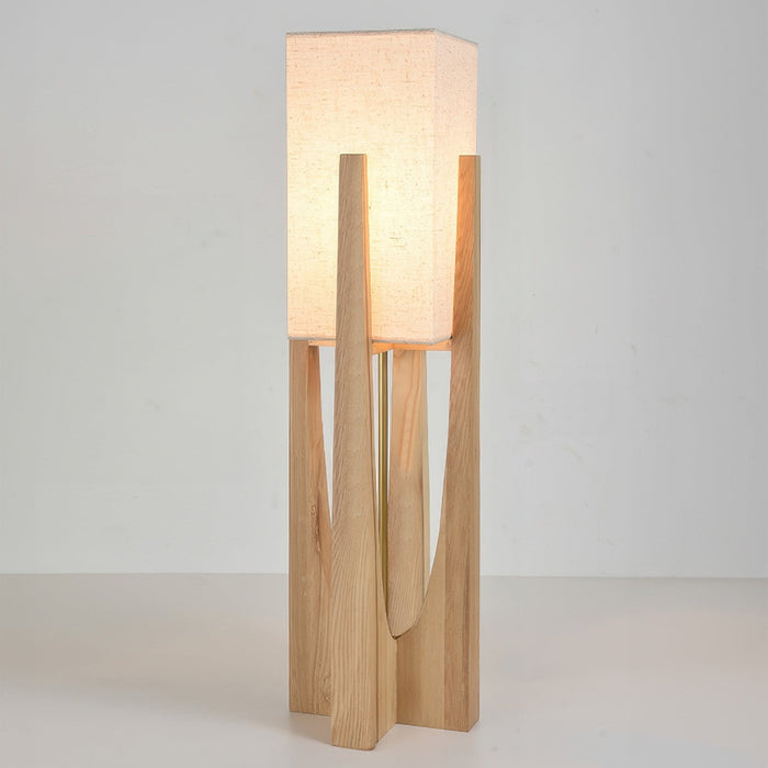 Japanese Wabi Sabi Floor Lamp – Fabric Shade & Wooden Base for Bedroom & Living Room - Monsta Online