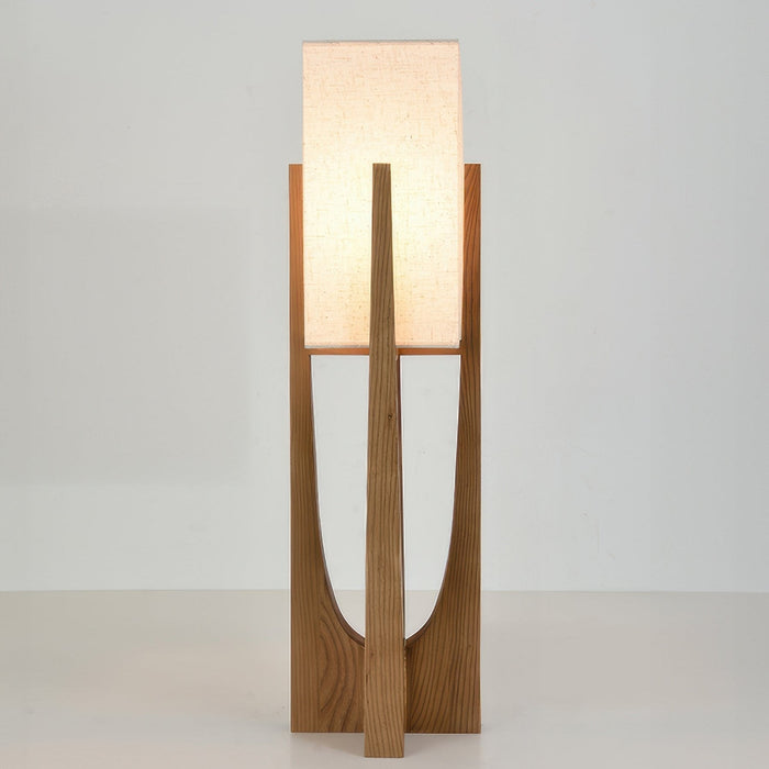 Japanese Wabi Sabi Floor Lamp – Fabric Shade & Wooden Base for Bedroom & Living Room - Monsta Online
