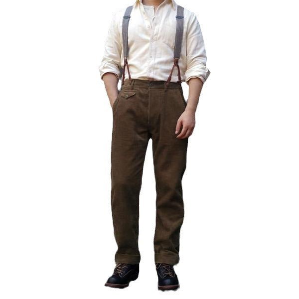 Men's Pleated Trousers with Adjustable Suspenders – Elegant Tailored Fit - Monsta Online