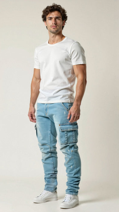 Orion Cargo Jeans – Men's Stretch Denim Cargo Pants with Multi - Pocket Design - Monsta Online