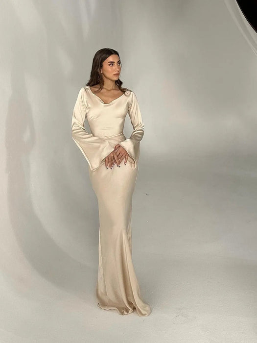 Pharia Long Sleeve Maxi Dress – Women's Elegant Flowing Maxi Dress - Monsta Online