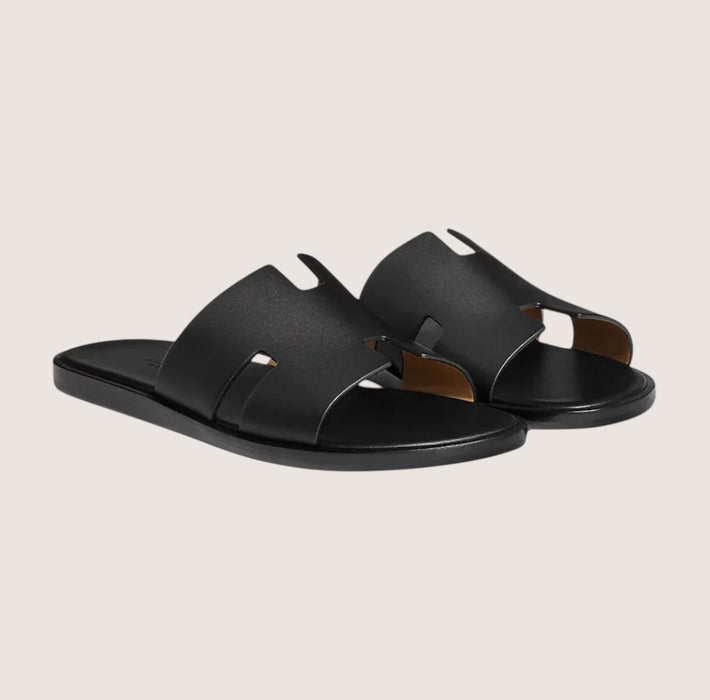 William Leather Slide Sandals – Men's Classic Cushioned Open - Toe Leather Slides - Monsta Online