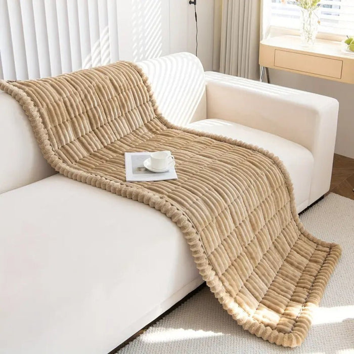 Plush Sofa Cover with Pleated Edges – Non - Slip, Machine Washable & Pet - Friendly Couch Slipcover - Monsta Online