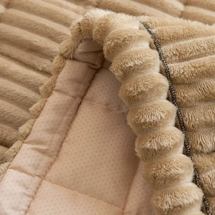 Plush Sofa Cover with Pleated Edges – Non - Slip, Machine Washable & Pet - Friendly Couch Slipcover - Monsta Online