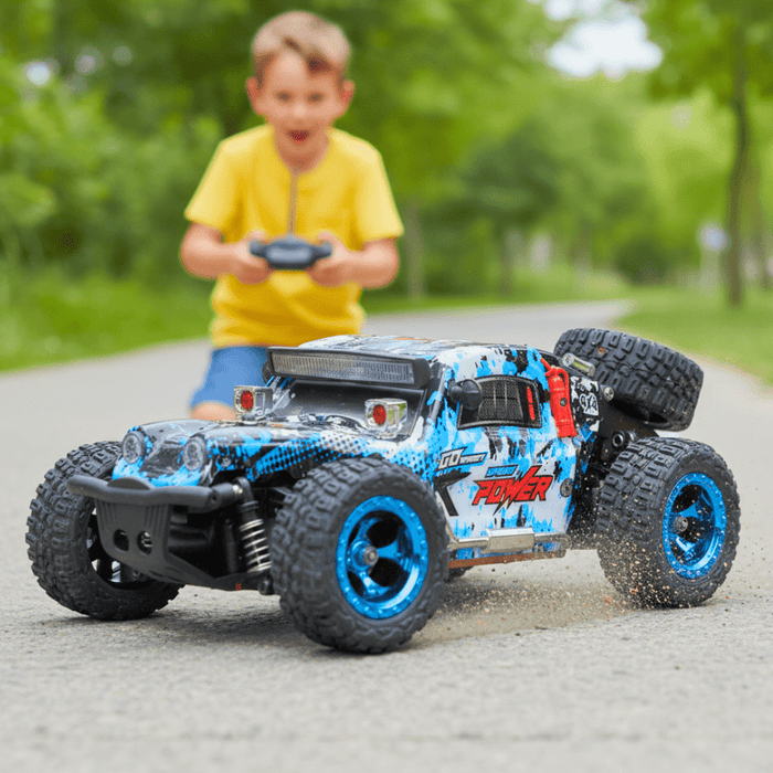 Power Pint 1:28 Scale Fast Mini RC Car - 19 MPH 4WD Monster Truck Toy for Kids with Dual Batteries - Monsta Online