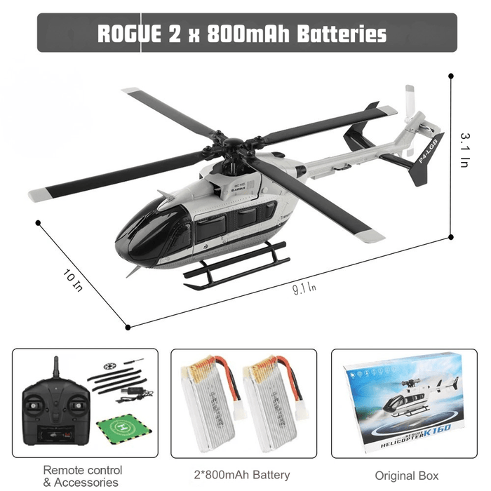 Rogue Brushless RC Helicopter with 6 - Axis Gyro & Dual Batteries - 4CH Remote Control for Kids & Beginners - Monsta Online