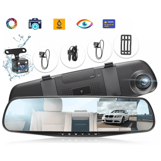 Dual Dashboard Rearview Mirror Camera With 1080P HD Recording - Monsta Online