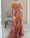 Rosina Floral Maxi Dress – Women's Elegant Spaghetti Strap Chiffon Dress - Monsta Online
