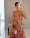 Rosina Floral Maxi Dress – Women's Elegant Spaghetti Strap Chiffon Dress - Monsta Online