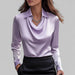 Rosita Satin Blouse – Women's Draped Neck Long Sleeve Silky Blouse - Monsta Online