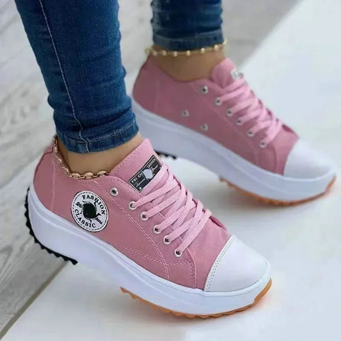 Women's Canvas Sneakers – Casual Lace - Up Flats for Effortless Everyday Elegance - Monsta Online