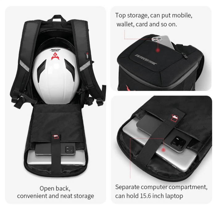 Waterproof Reflective Motorcycle Backpack With Helmet and Laptop Compartments - Monsta Online