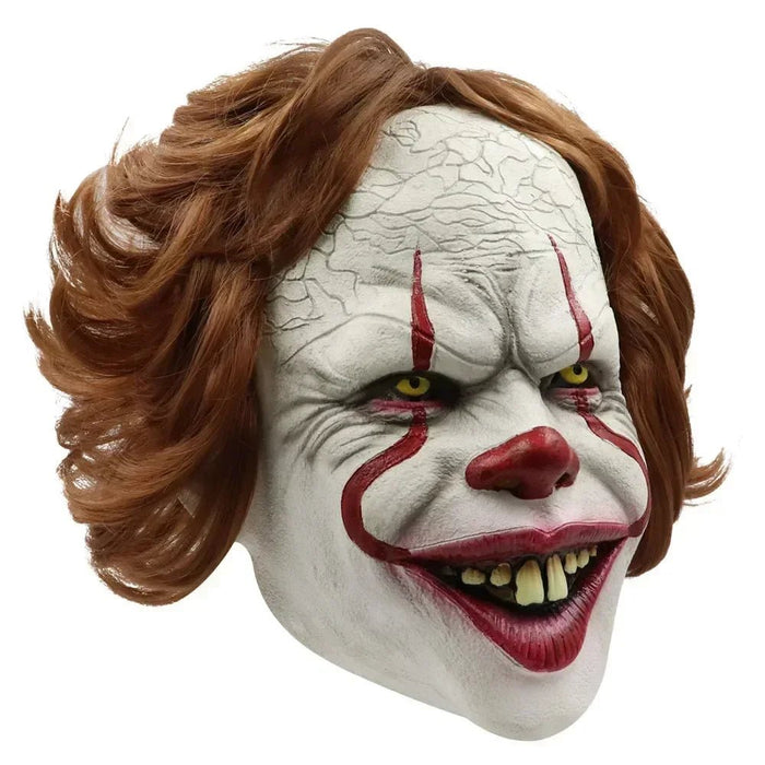 Halloween Pennywise Mask Scary Clown with Brown Hair Party Prop for Adults - Monsta Online