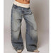 Y2K Baggy Wide - Leg Jeans – Women's Vintage Wash Streetwear Denim Jeans - Monsta Online