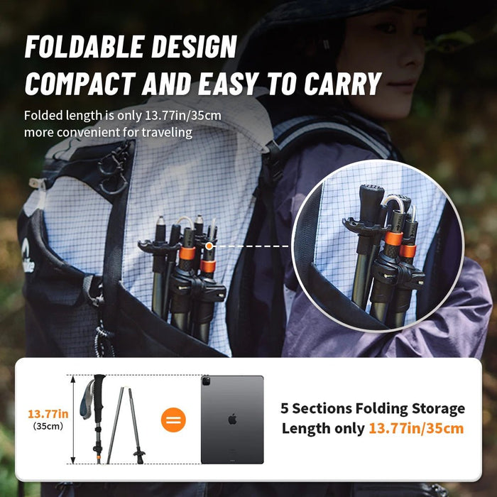 Ultralight Carbon Fiber Trekking Poles – Collapsible Hiking Poles with Ergonomic Grip - Monsta Online