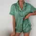 Women's Satin Pajama Set – Luxurious Loungewear Short Sleeve Top & Matching Shorts - Monsta Online