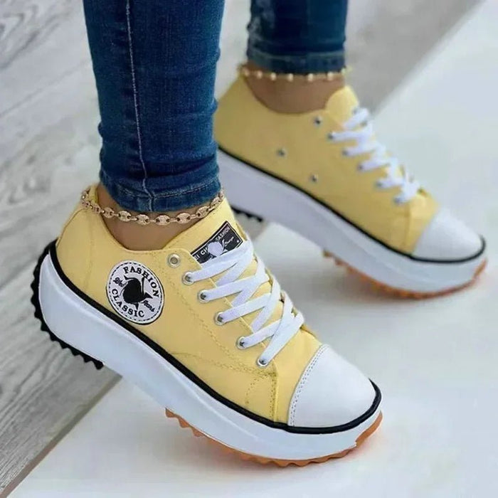 Women's Canvas Sneakers – Casual Lace - Up Flats for Effortless Everyday Elegance - Monsta Online