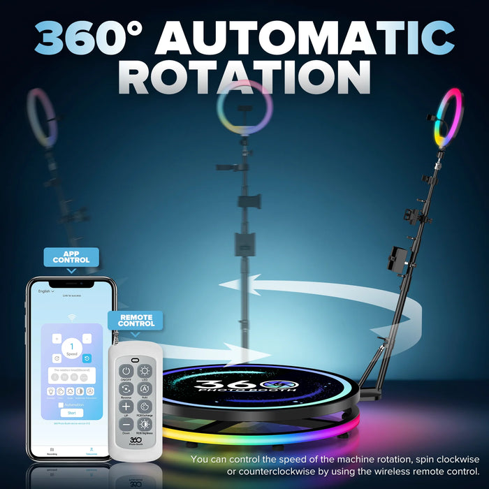 Deluxe 360 Photo Booth Machine with App Control and Flight Case - Monsta Online