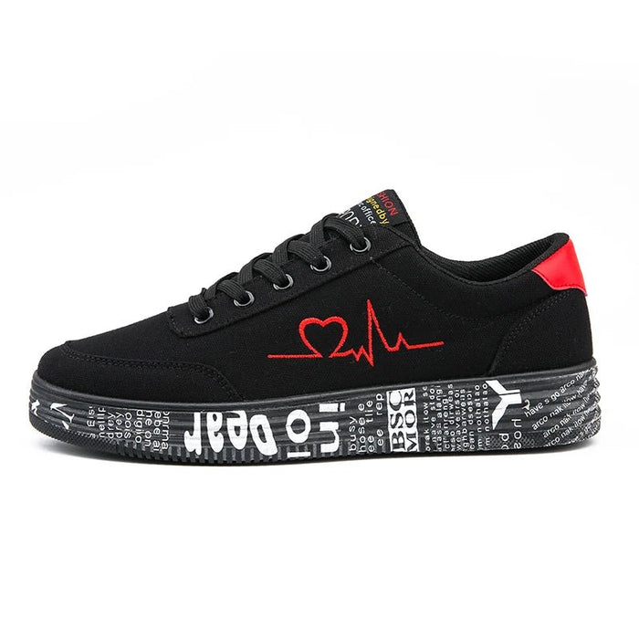 Women's Lace - Up Canvas Sneakers – Breathable Graffiti Design for Trendy Casual Style - Monsta Online