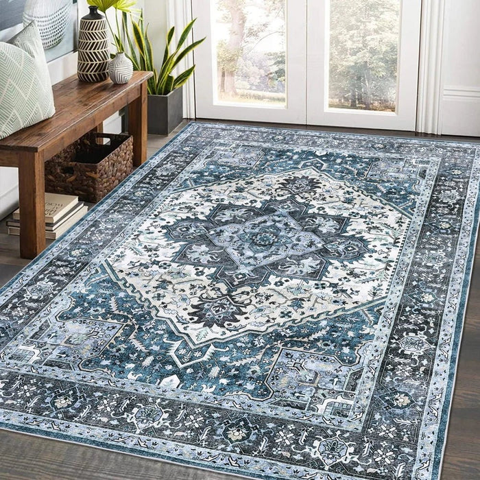 Vintage Medallion 8ft x 10ft Washable Area Rug – Soft, Low Pile, Non - Slip - Monsta Online