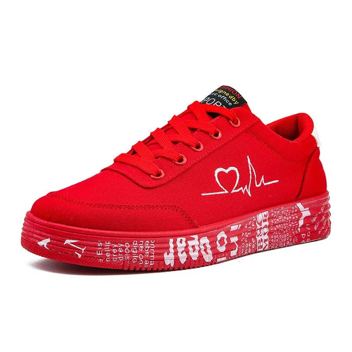 Women's Lace - Up Canvas Sneakers – Breathable Graffiti Design for Trendy Casual Style - Monsta Online