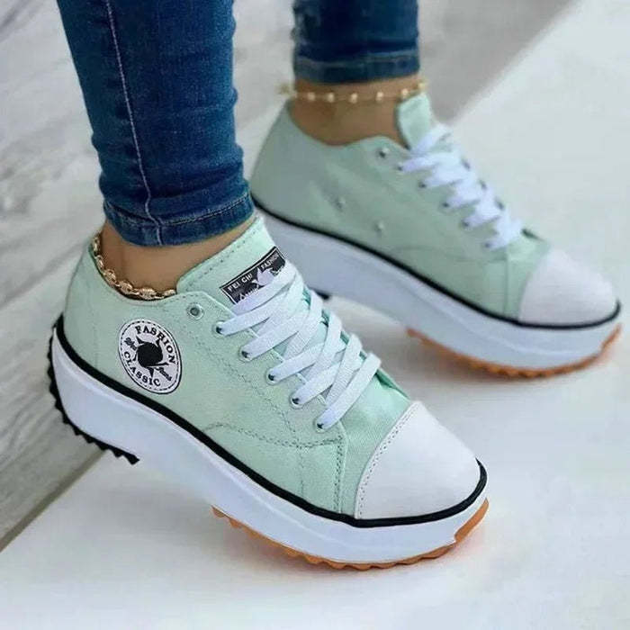 Women's Canvas Sneakers – Casual Lace - Up Flats for Effortless Everyday Elegance - Monsta Online