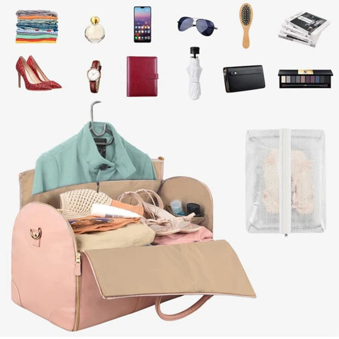 Premium Convertible PU Leather Garment Duffel Travel Bag - Monsta Online