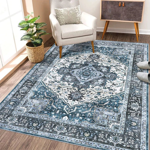 Vintage Medallion 8ft x 10ft Washable Area Rug – Soft, Low Pile, Non - Slip - Monsta Online