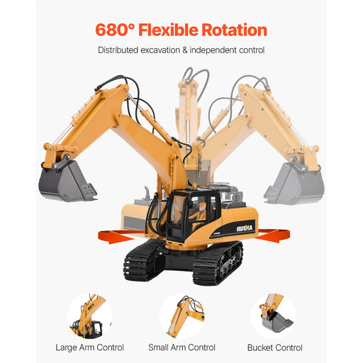 1:14 Scale Remote Control Excavator RC Construction Toy with Metal Shove and Dual Batteries - Monsta Online