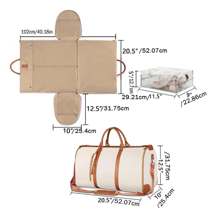Premium Convertible PU Leather Garment Duffel Travel Bag - Monsta Online