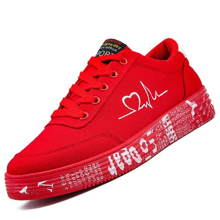Women's Lace - Up Canvas Sneakers – Breathable Graffiti Design for Trendy Casual Style - Monsta Online