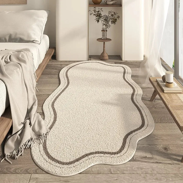Cream Irregular Shaped Rug – Soft Non - Slip Minimalist Carpet for Living Room & Bedroom - Monsta Online