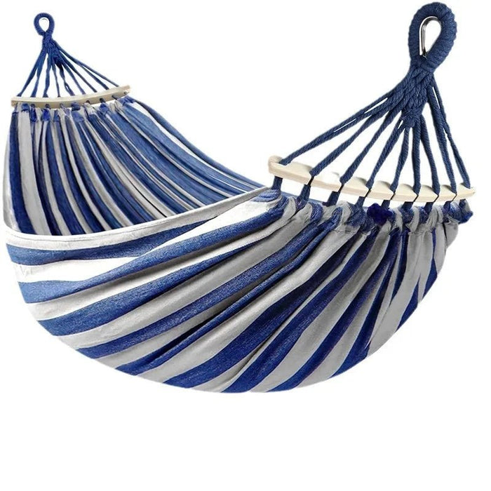 Luxury Canvas Double Hammock – Anti - Roll Design with Curved Wooden Spreader Bars & Carry Bag - Monsta Online