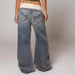 Y2K Baggy Wide - Leg Jeans – Women's Vintage Wash Streetwear Denim Jeans - Monsta Online