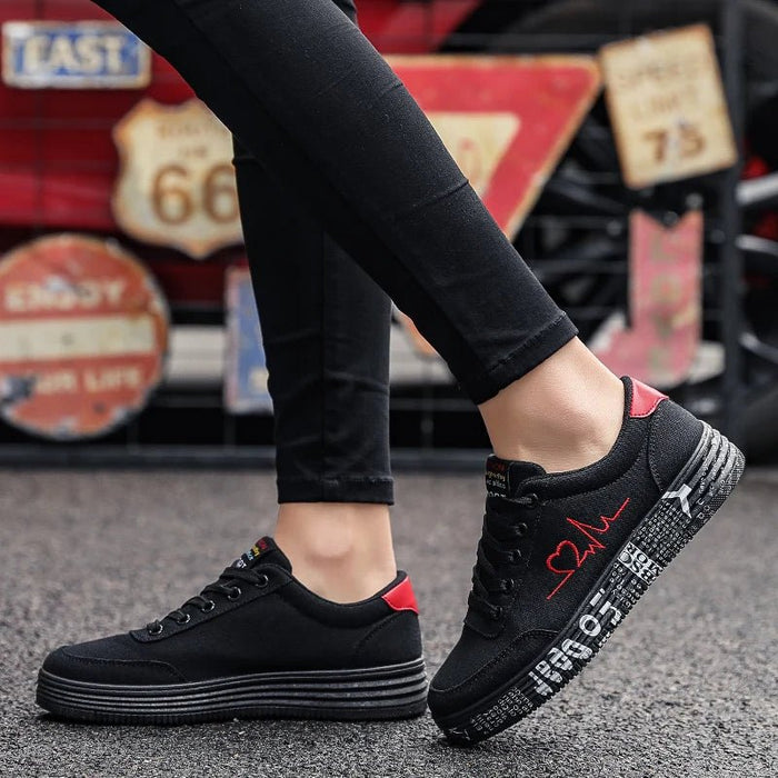 Women's Lace - Up Canvas Sneakers – Breathable Graffiti Design for Trendy Casual Style - Monsta Online