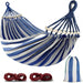 Luxury Canvas Double Hammock – Anti - Roll Design with Curved Wooden Spreader Bars & Carry Bag - Monsta Online
