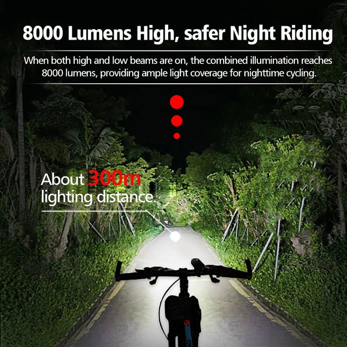 Ultra - Bright 8000 Lumens USB Rechargeable Bike Light Front with Power Bank - Monsta Online