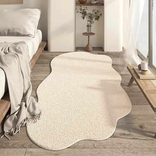 Cream Irregular Shaped Rug – Soft Non - Slip Minimalist Carpet for Living Room & Bedroom - Monsta Online