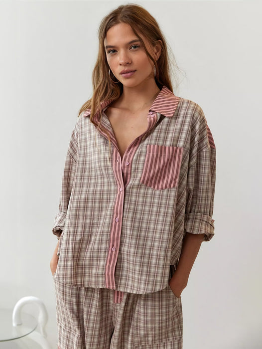 Sara Pajama Set – Women's Soft Cotton Blend Elegant Sleepwear Set - Monsta Online