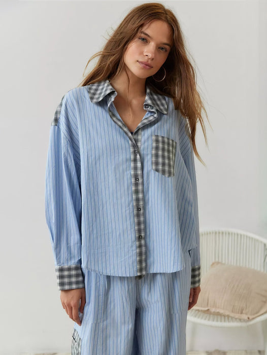 Sara Pajama Set – Women's Soft Cotton Blend Elegant Sleepwear Set - Monsta Online