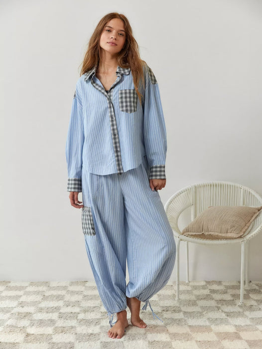 Sara Pajama Set – Women's Soft Cotton Blend Elegant Sleepwear Set - Monsta Online