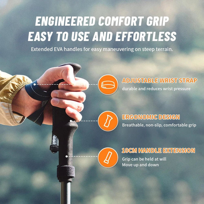 Ultralight Carbon Fiber Trekking Poles – Collapsible Hiking Poles with Ergonomic Grip - Monsta Online